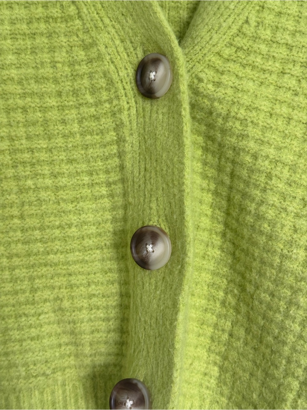 Universal Thread Lime Green Waffle-Knit V-Neck Button Cardigan - Picture 5 of 6